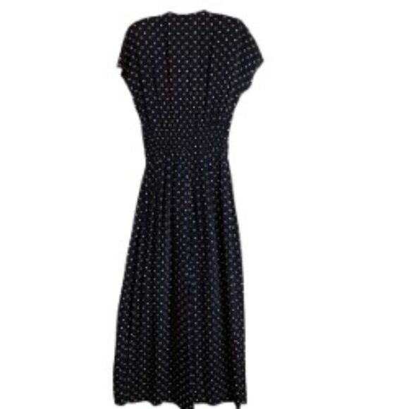 CACHE' WOMENS 1940'S STYLE VINTAGE DRK NAVY/WHITE POLKADOT CULOTTE DRESS SIZE 8 - Picture 9 of 9